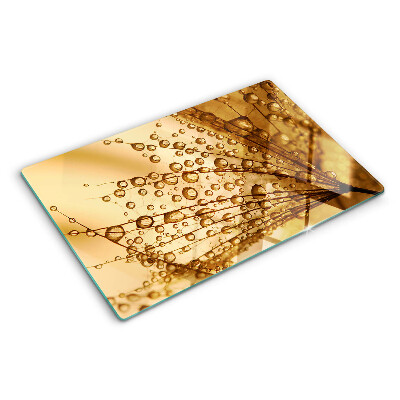 Planche à découper en verre Gouttes d'eau sur une plante
