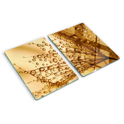Planche à découper en verre Gouttes d'eau sur une plante