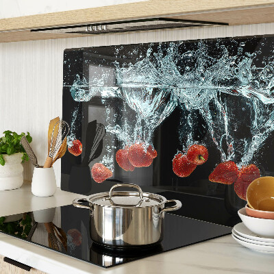 Planche à découper verre Fraises à l'eau