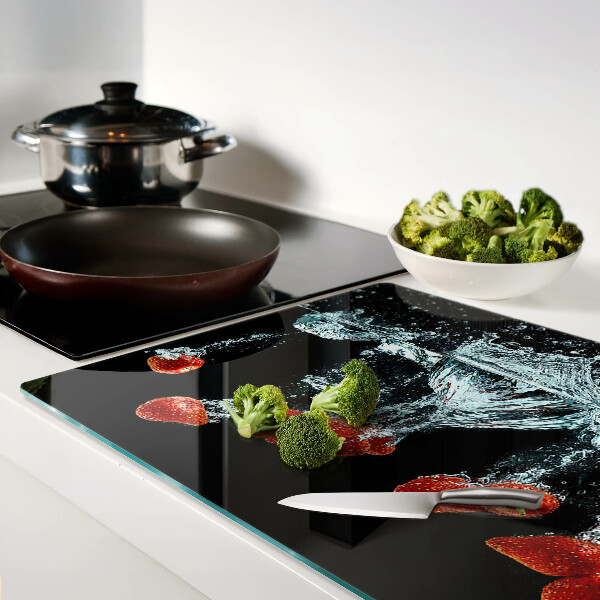 Planche à découper verre Fraises à l'eau