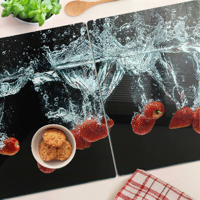 Planche à découper verre Fraises à l'eau