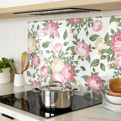 Planche à découper verre Motif floral rose