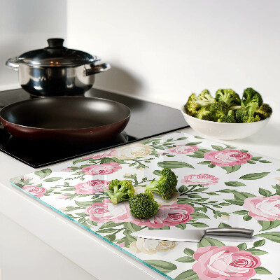 Planche à découper verre Motif floral rose