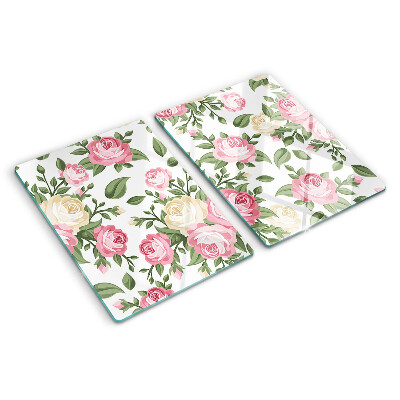 Planche à découper verre Motif floral rose