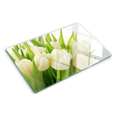 Planche à découper verre Tulipes dans des gouttes d'eau
