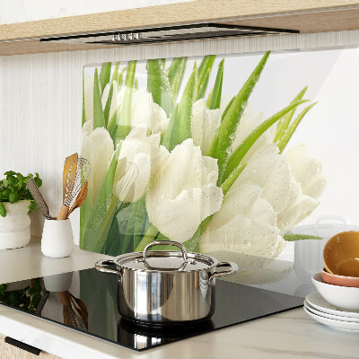Planche à découper verre Tulipes dans des gouttes d'eau