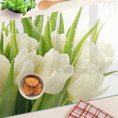 Planche à découper verre Tulipes dans des gouttes d'eau