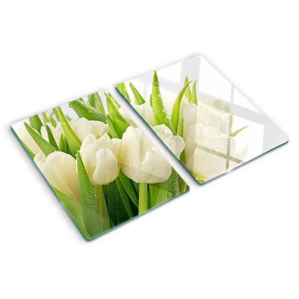 Planche à découper verre Tulipes dans des gouttes d'eau