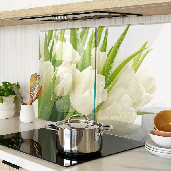 Planche à découper verre Tulipes dans des gouttes d'eau