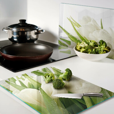 Planche à découper verre Tulipes dans des gouttes d'eau