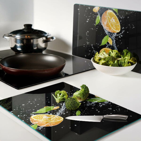 Planche à découper en verre Agrumes dans l'eau