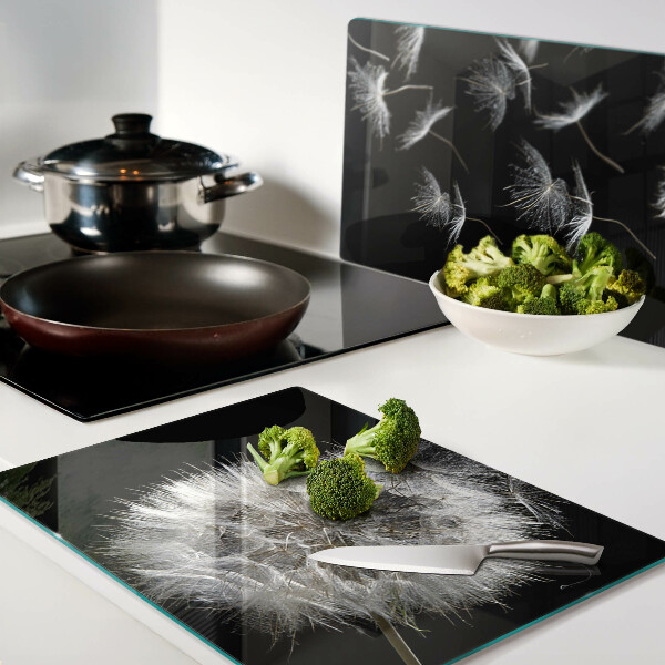 Planche à découper en verre Pissenlits sur fond noir