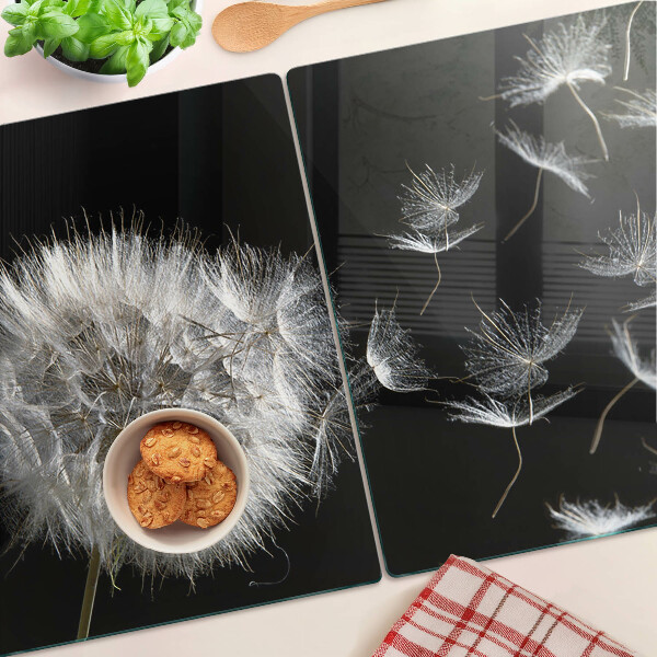 Planche à découper en verre Pissenlits sur fond noir