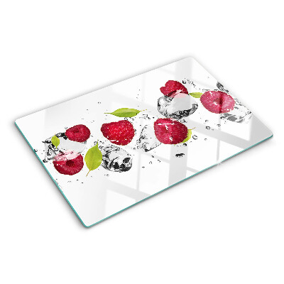 Planche à découper verre Fraises avec glace