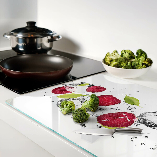 Planche à découper verre Fraises avec glace
