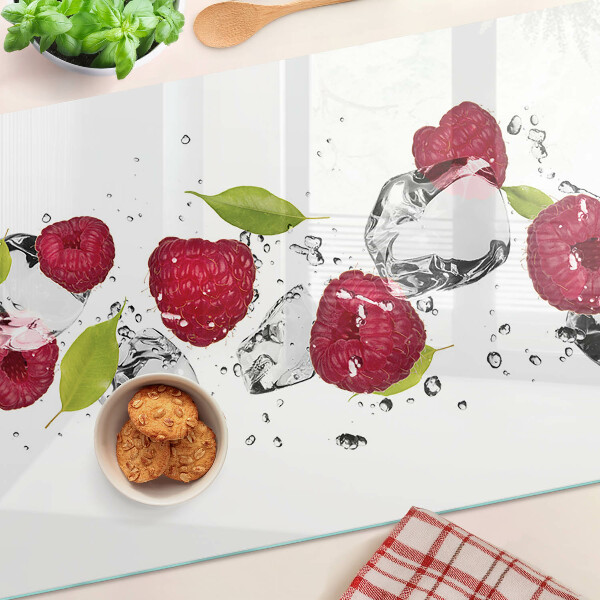 Planche à découper verre Fraises avec glace