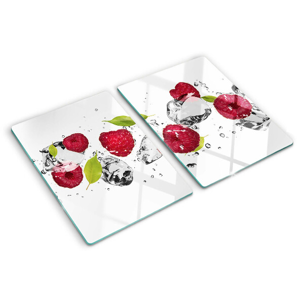 Planche à découper verre Fraises avec glace