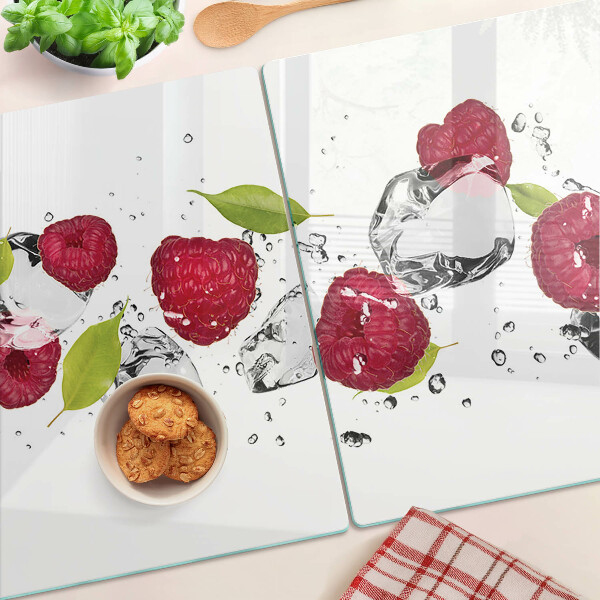 Planche à découper verre Fraises avec glace