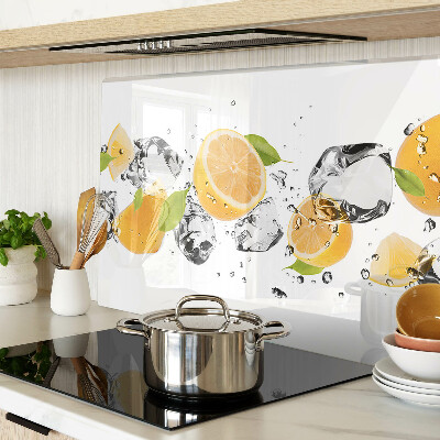 Planche à découper verre Citrons avec de la glace