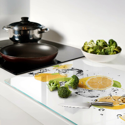 Planche à découper verre Citrons avec de la glace