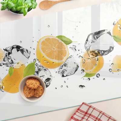 Planche à découper verre Citrons avec de la glace