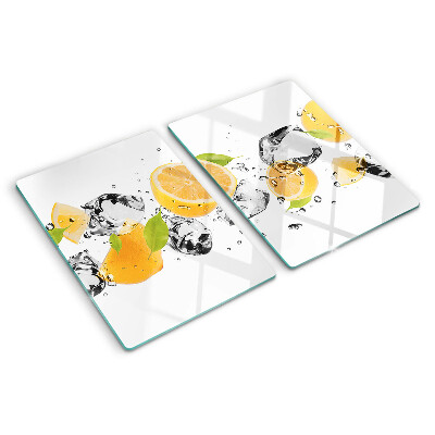 Planche à découper verre Citrons avec de la glace
