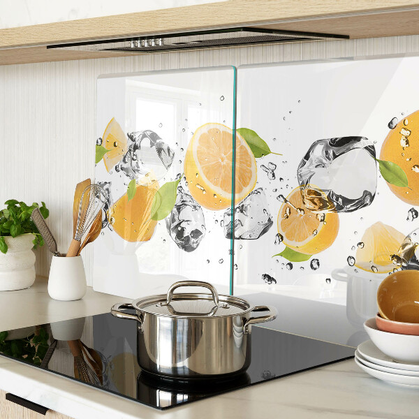 Planche à découper verre Citrons avec de la glace