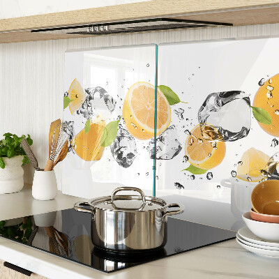 Planche à découper verre Citrons avec de la glace