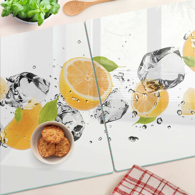 Planche à découper verre Citrons avec de la glace