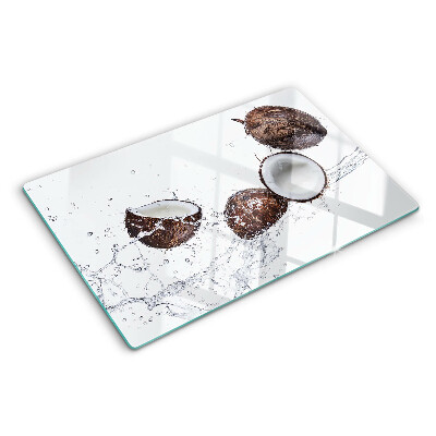 Planche à découper en verre Noix de coco dans l'eau
