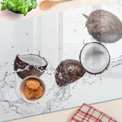 Planche à découper en verre Noix de coco dans l'eau
