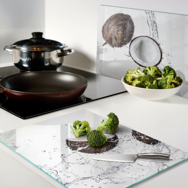 Planche à découper en verre Noix de coco dans l'eau