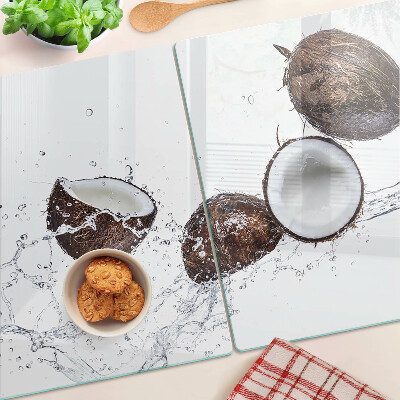 Planche à découper en verre Noix de coco dans l'eau