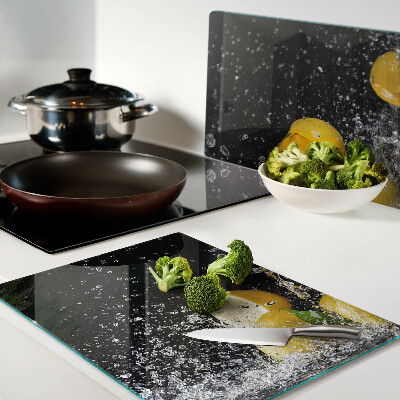 Planche à découper verre Citrons dans l'eau