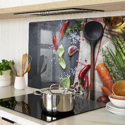 Planche à découper en verre Épices et légumes de cuisine