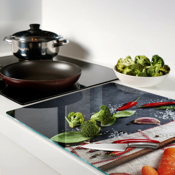 Planche à découper en verre Épices et légumes de cuisine