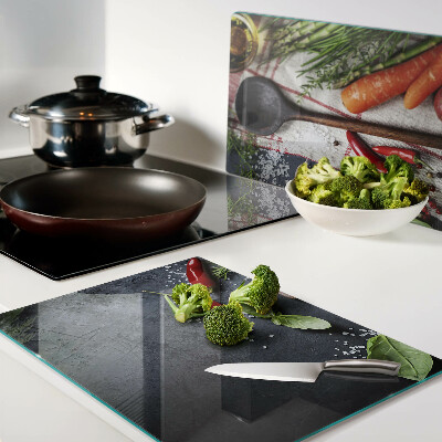 Planche à découper en verre Épices et légumes de cuisine