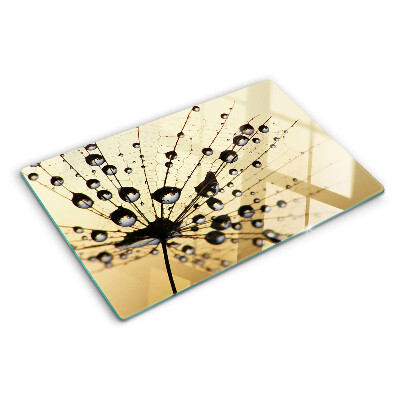 Planche à découper en verre Gouttes d'eau sur une toile d'araignée