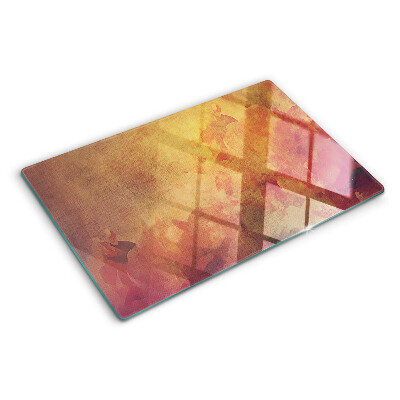 Planche à découper en verre Motif floral aux couleurs pastel