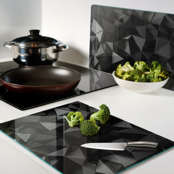 Planche à découper verre Géométrie polygonale dans des tons de noir