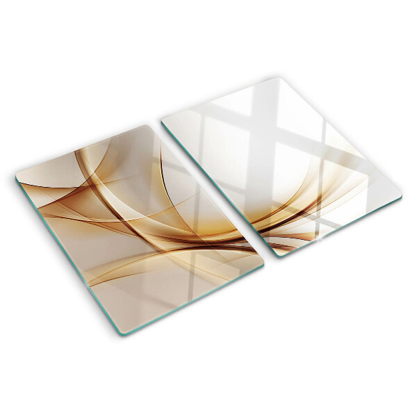 Planche à découper en verre Vagues abstraites dans des tons beiges