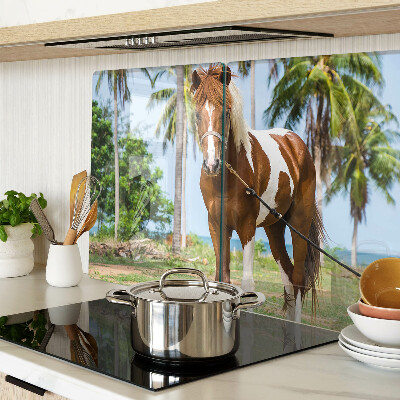 Planche à découper verre Un cheval avec des palmiers en arrière-plan