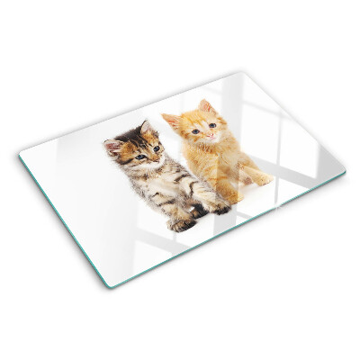 Planche à découper en verre Chats sur fond blanc