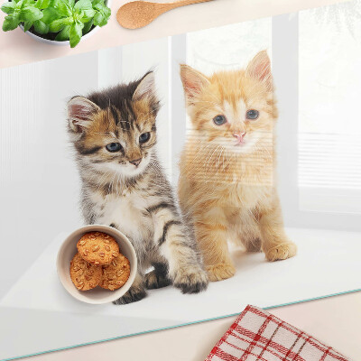 Planche à découper en verre Chats sur fond blanc