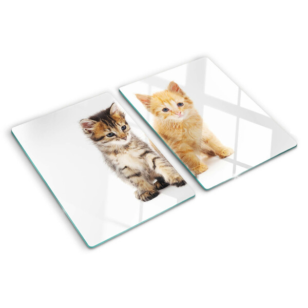 Planche à découper en verre Chats sur fond blanc