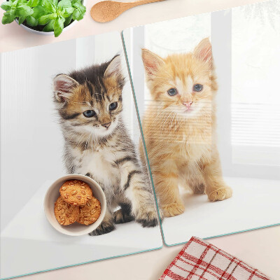 Planche à découper en verre Chats sur fond blanc