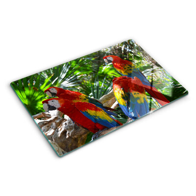 Planche à découper verre Perroquets dans un cadre tropical
