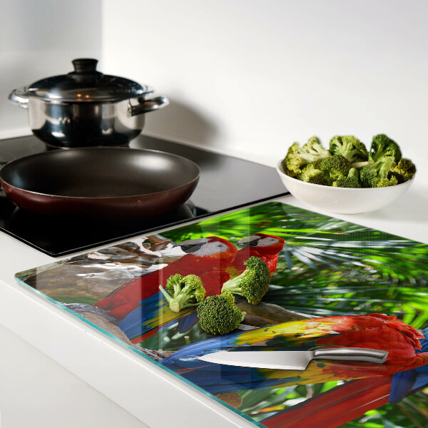 Planche à découper verre Perroquets dans un cadre tropical