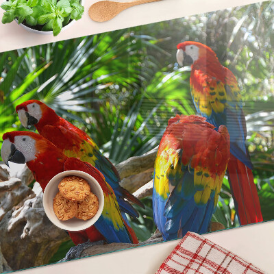 Planche à découper verre Perroquets dans un cadre tropical