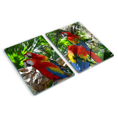 Planche à découper verre Perroquets dans un cadre tropical